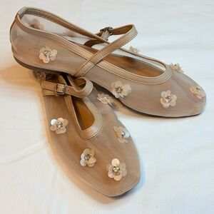 a new day see through Tan Floral Embellished Flats